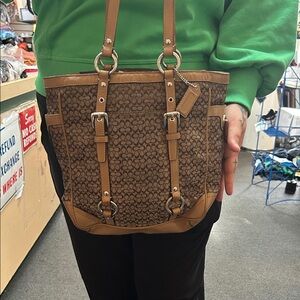 Coach Tan Signature Buckle Shoulder Bag